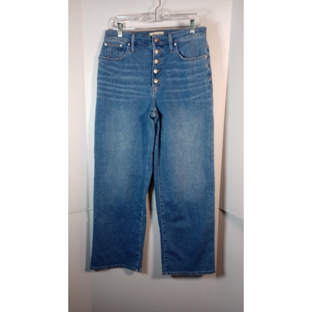 Madewell Women Button Front Perfect Vintage WIde-Leg Jeans Sz 30 Cotton/Hemp